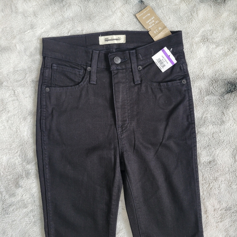 New Madewell 10" High-Rise Black Denim Skinny Jeans 24